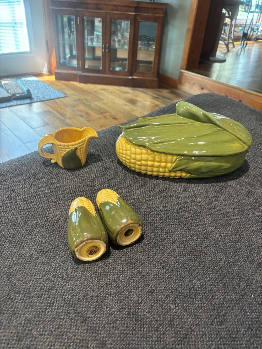 Vintage Shawnee Pottery Ceramic Corn-Shaped Covered Dish and Salt & Pepper Set